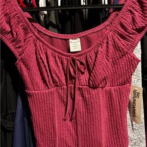 No Boundaries Burgundy Ribbed Blouse